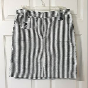 Sandro navy and white stripe cotton mini skirt.